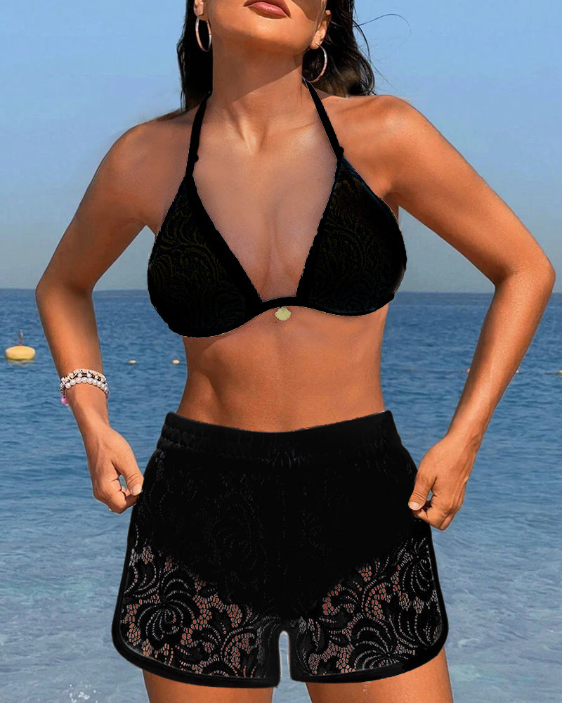 Mireia - Bikini Blanc avec Short Ajouré — vue 8