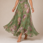 Olivia - Robe maxi à décolleté et délicat imprimé fleuri