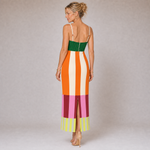 Paloma - Robe longue élégante à rayures colorées