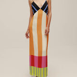 Paloma - Robe longue élégante à rayures colorées