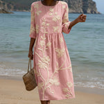 Paola - Robe Midi à Imprimé de Plantes et Fleurs