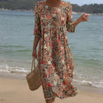 Sara - Robe Maxi à Col Rond Imprimée