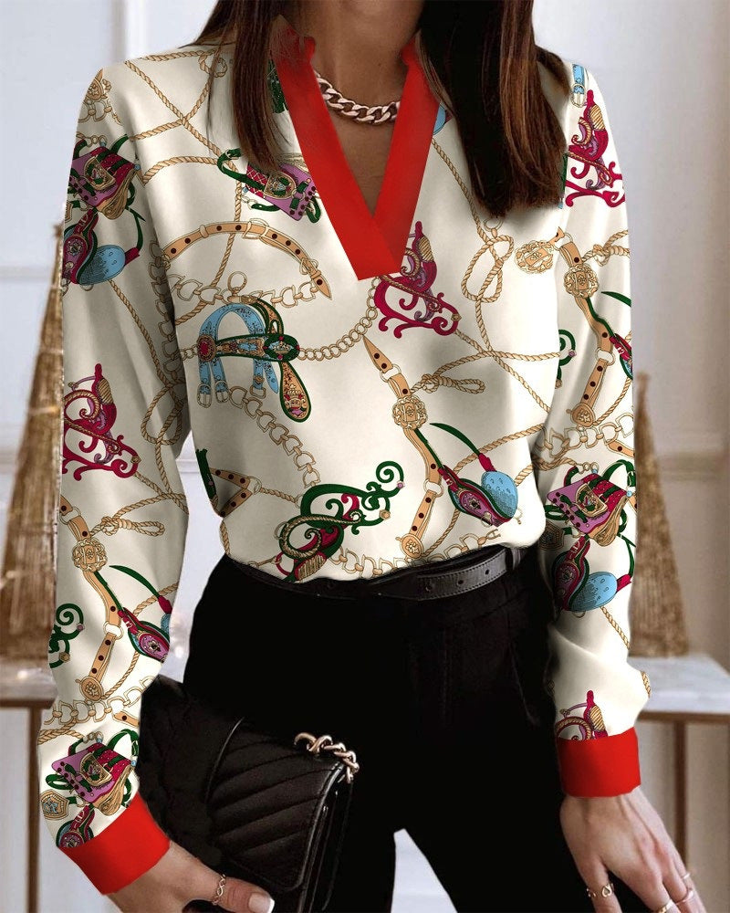 Talia - Blouse - Impression de colliers