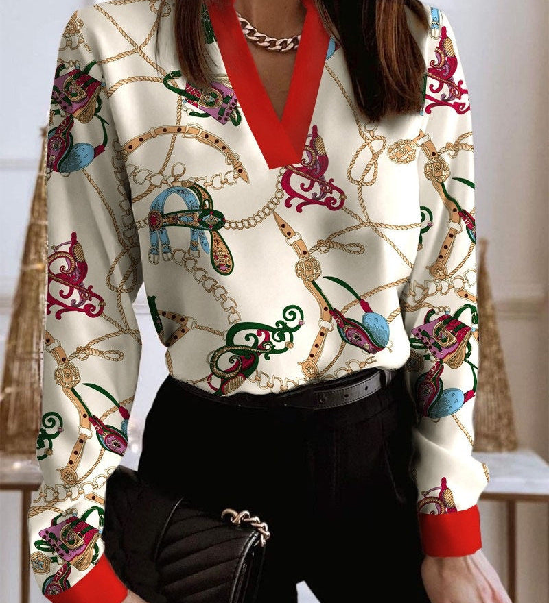Talia - Blouse - Impression de colliers
